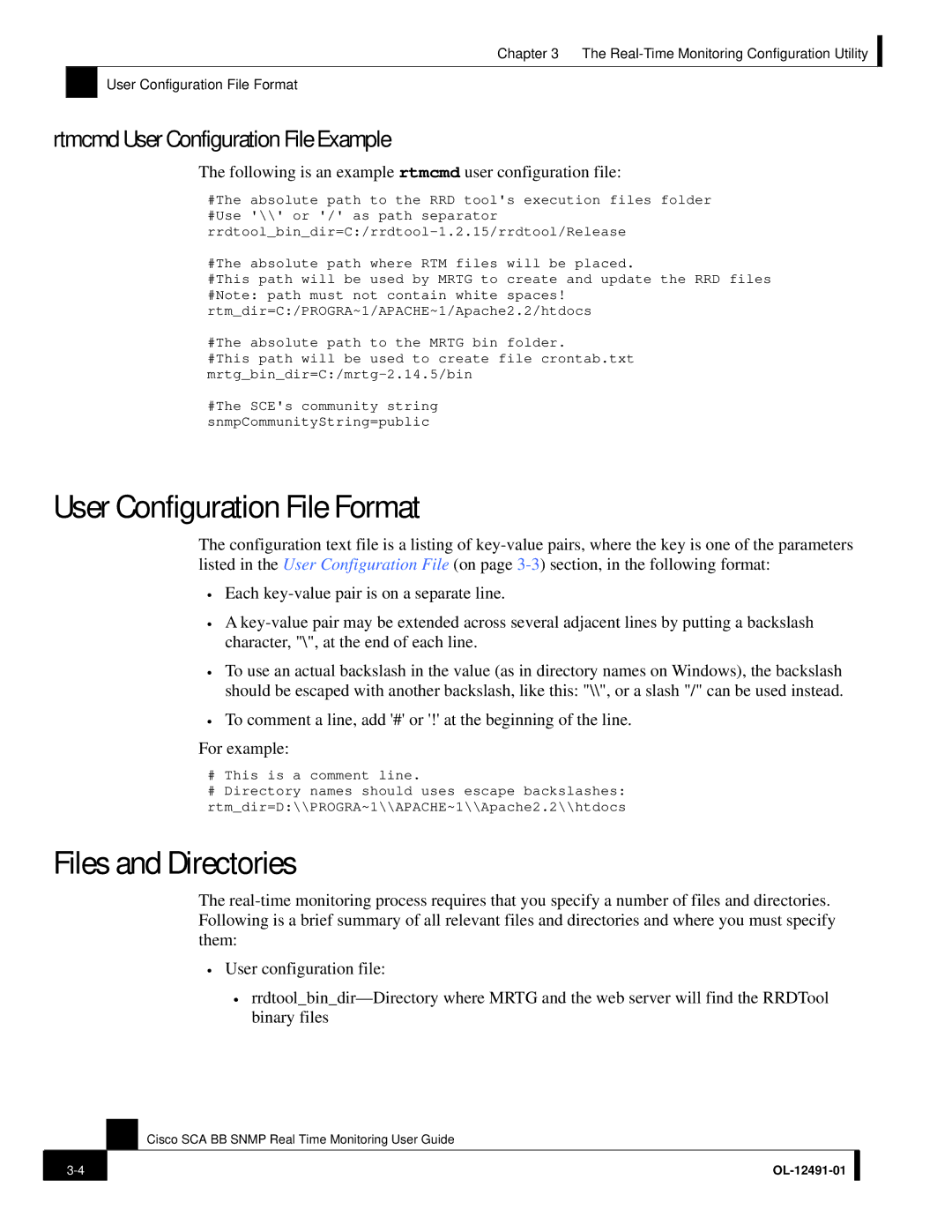 3D Connexion OL-12491-01 User Configuration File Format, Files and Directories, Rtmcmd User Configuration File Example 