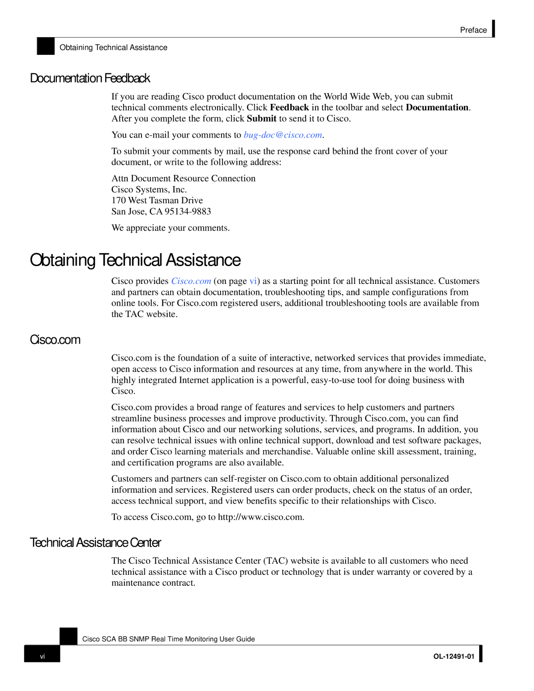 3D Connexion OL-12491-01 Obtaining Technical Assistance, Documentation Feedback, Cisco.com TechnicalAssistance Center 