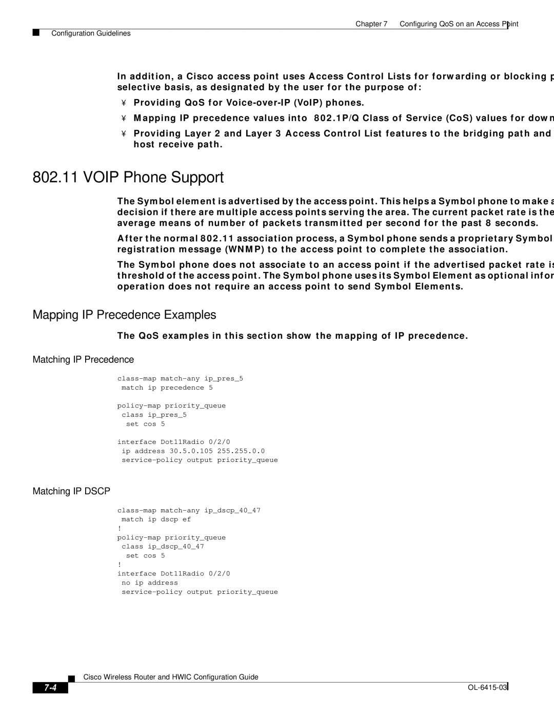 3D Connexion OL-6415-03 manual Voip Phone Support, Mapping IP Precedence Examples 