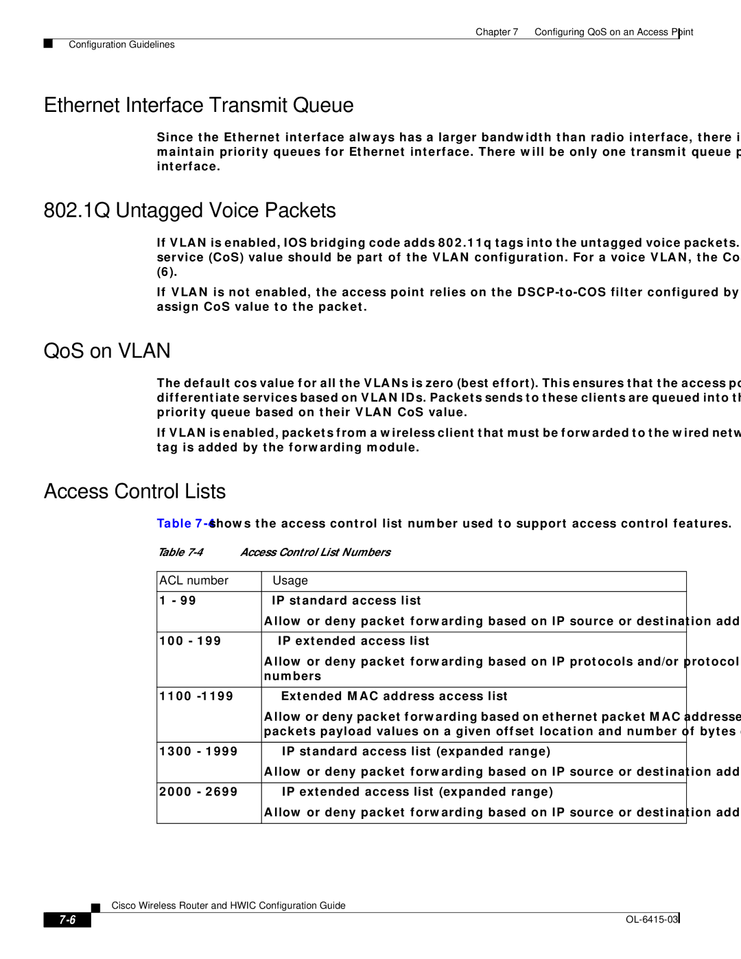 3D Connexion OL-6415-03 Ethernet Interface Transmit Queue, 802.1Q Untagged Voice Packets, QoS on Vlan, ACL number Usage 