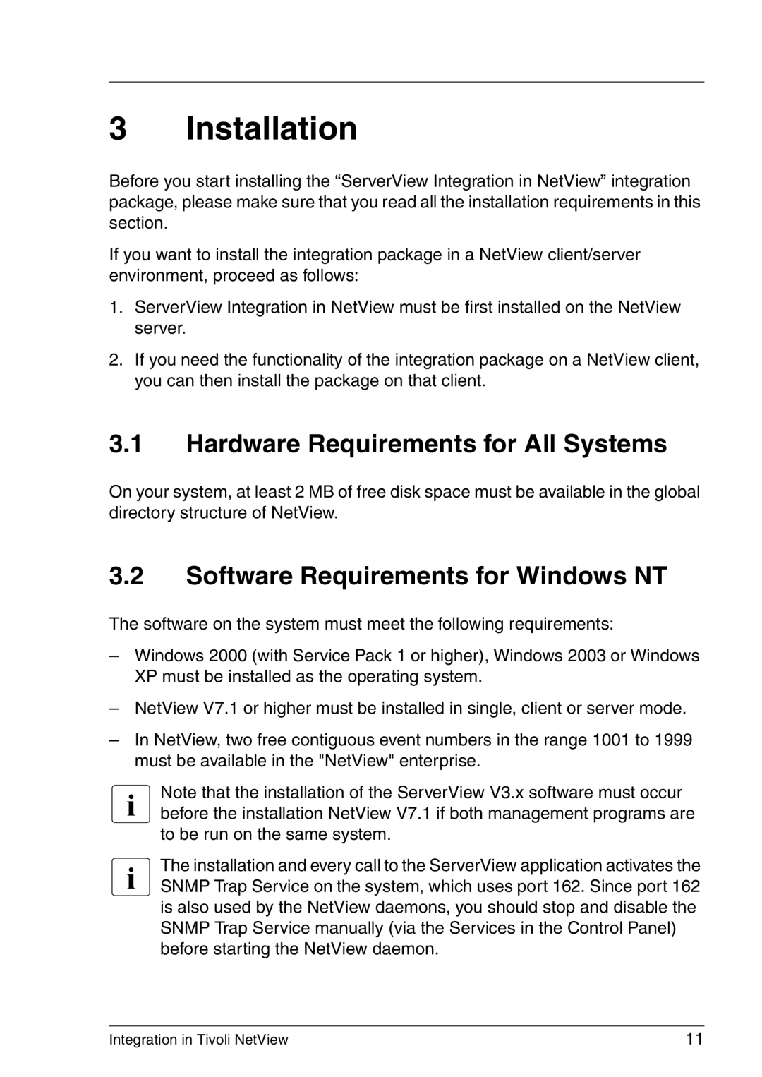 3D Connexion TivoII manual Installation, Hardware Requirements for All Systems, Software Requirements for Windows NT 