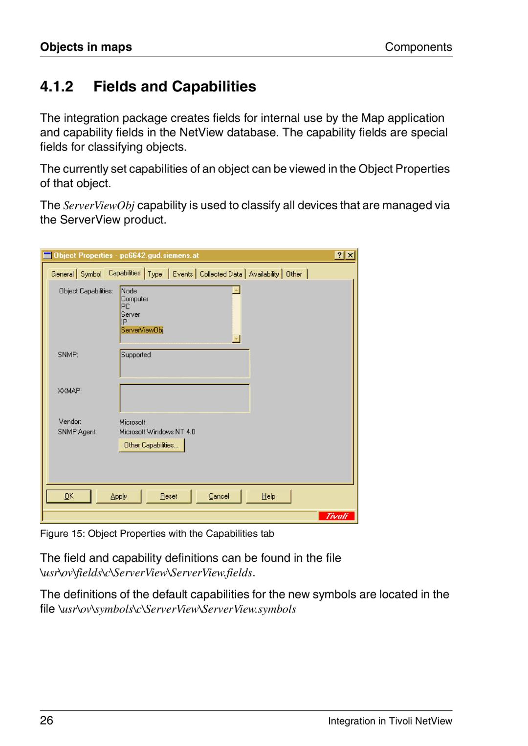 3D Connexion TivoII manual Fields and Capabilities, Object Properties with the Capabilities tab 