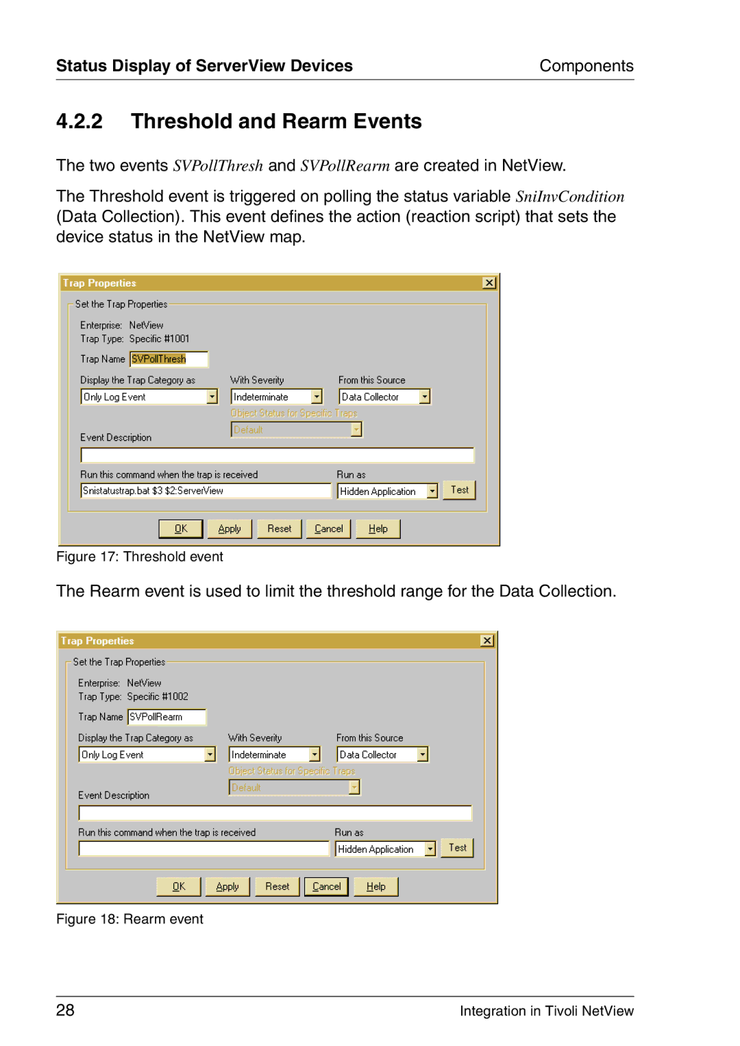 3D Connexion TivoII manual Threshold and Rearm Events, Status Display of ServerView Devices 