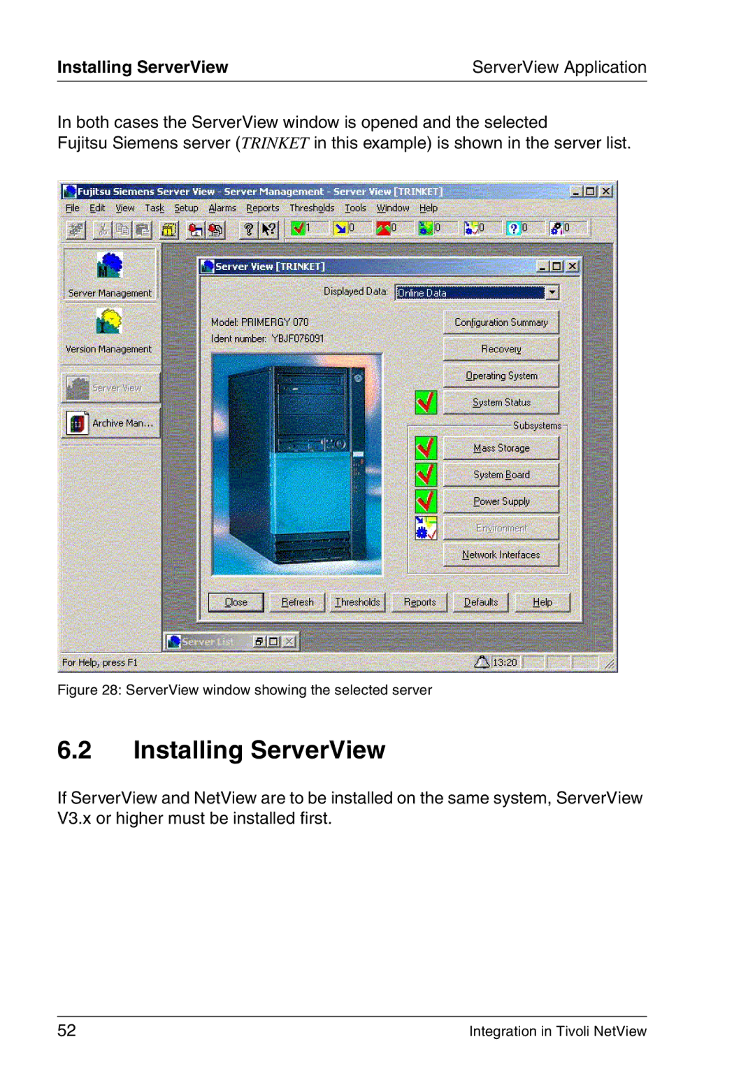 3D Connexion TivoII manual Installing ServerView 