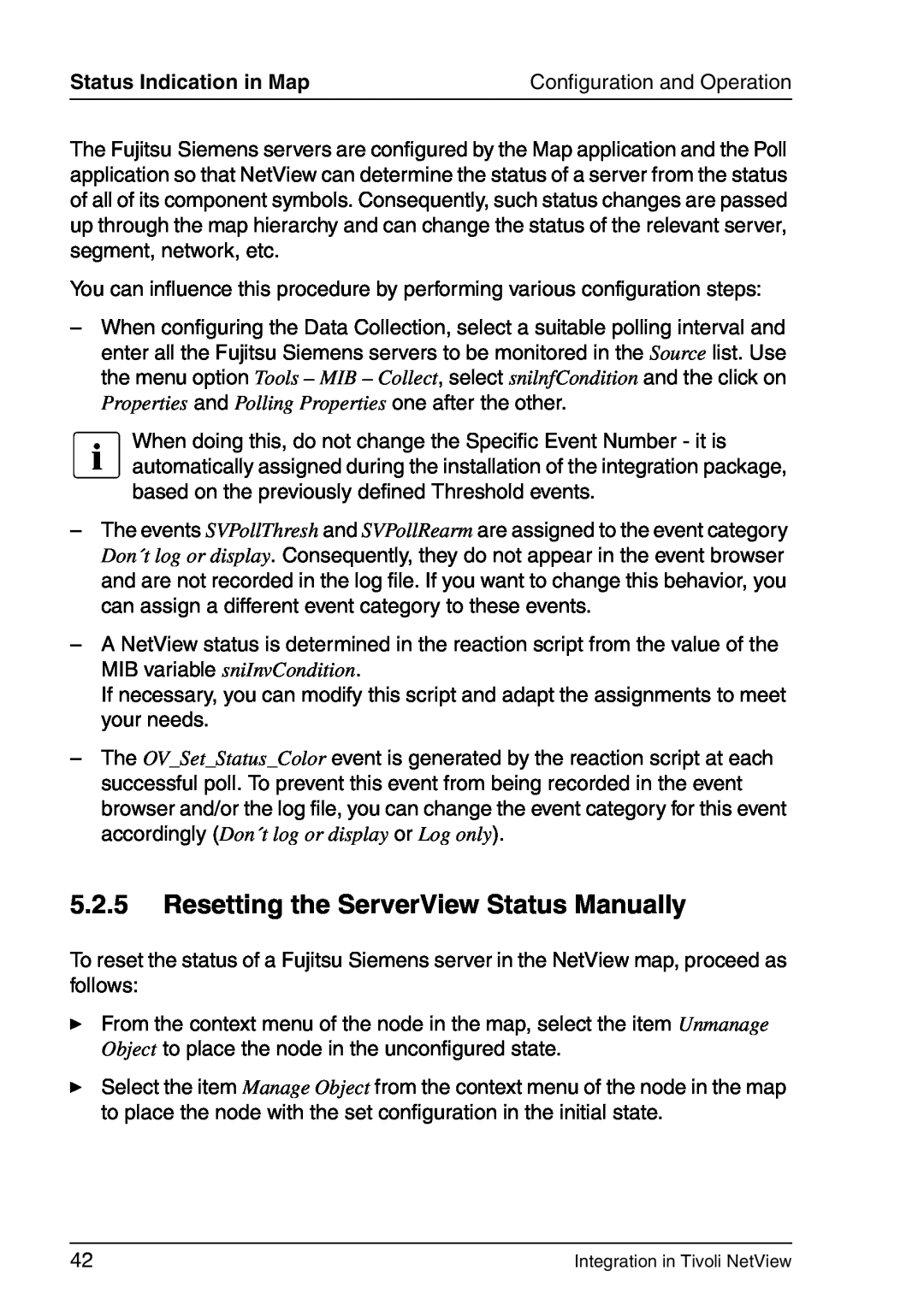 3D Connexion TivoII manual 5.2.5Resetting the ServerView Status Manually, Status Indication in Map 