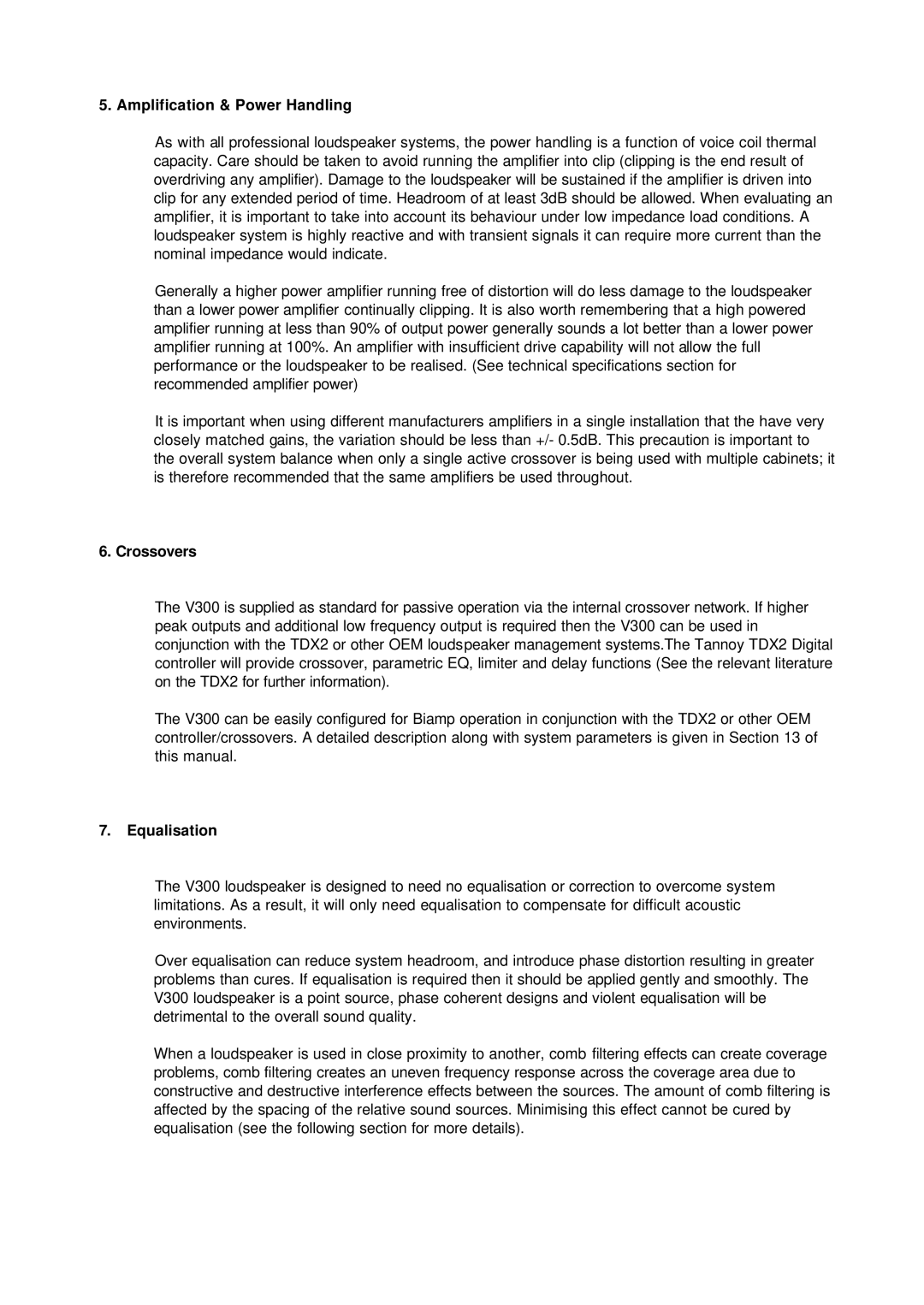 3D Connexion V300 user manual Amplification & Power Handling, Crossovers, Equalisation 