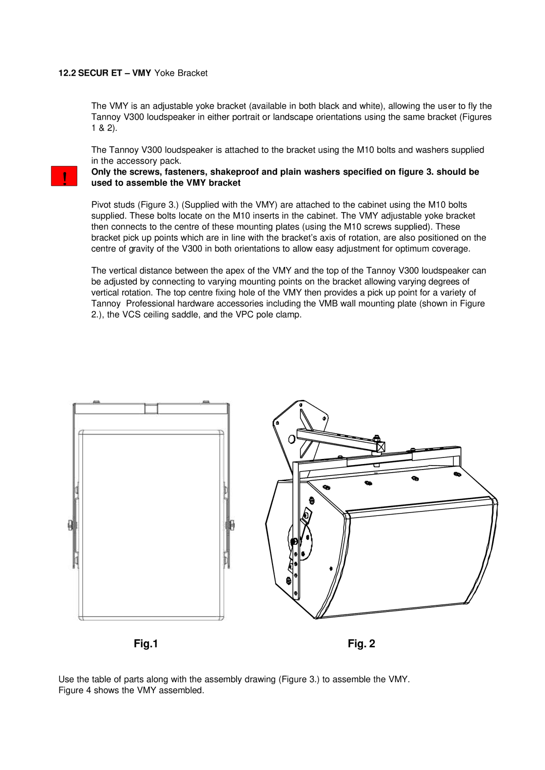 3D Connexion V300 user manual Secur ET VMY Yoke Bracket 