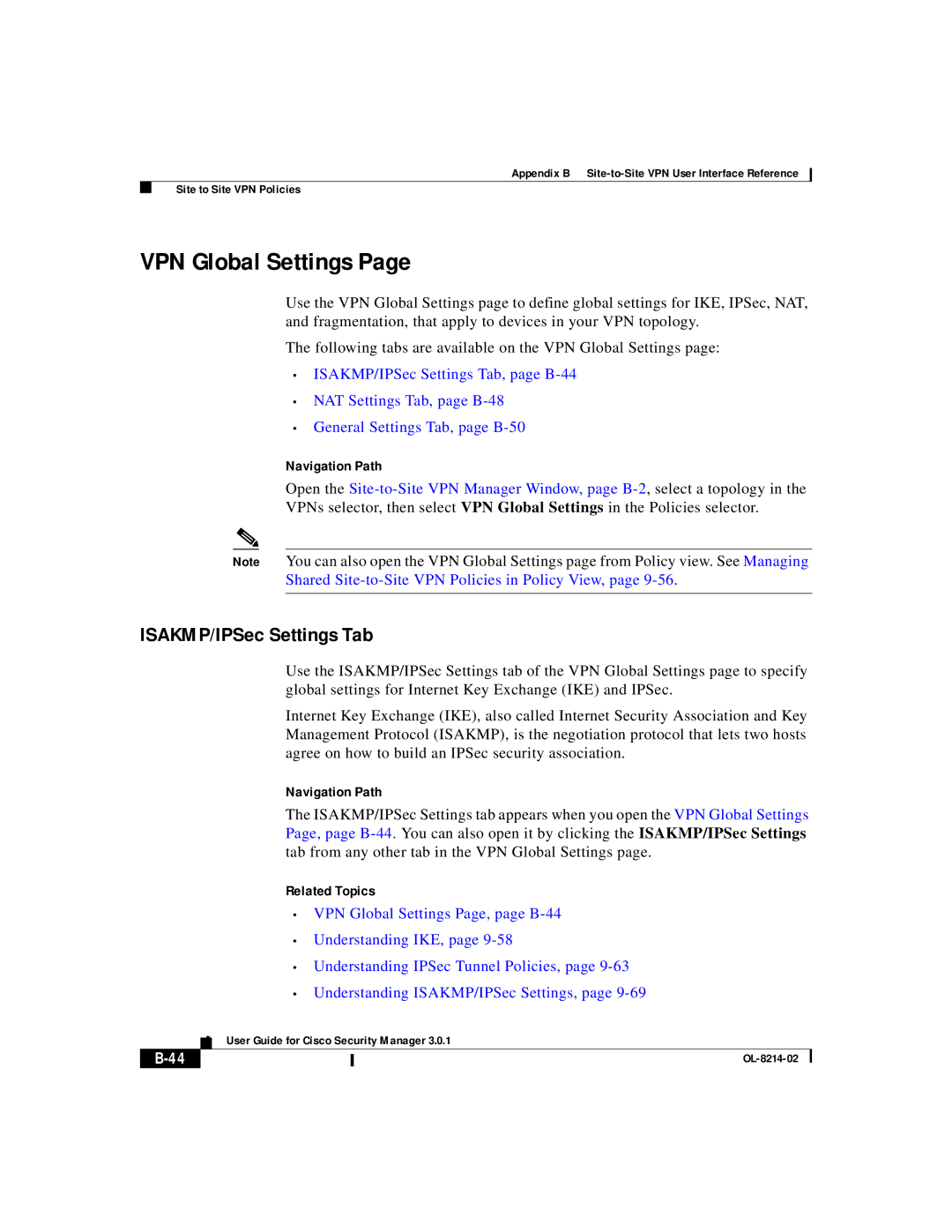 3D Innovations 3.0.1 appendix VPN Global Settings, ISAKMP/IPSec Settings Tab 