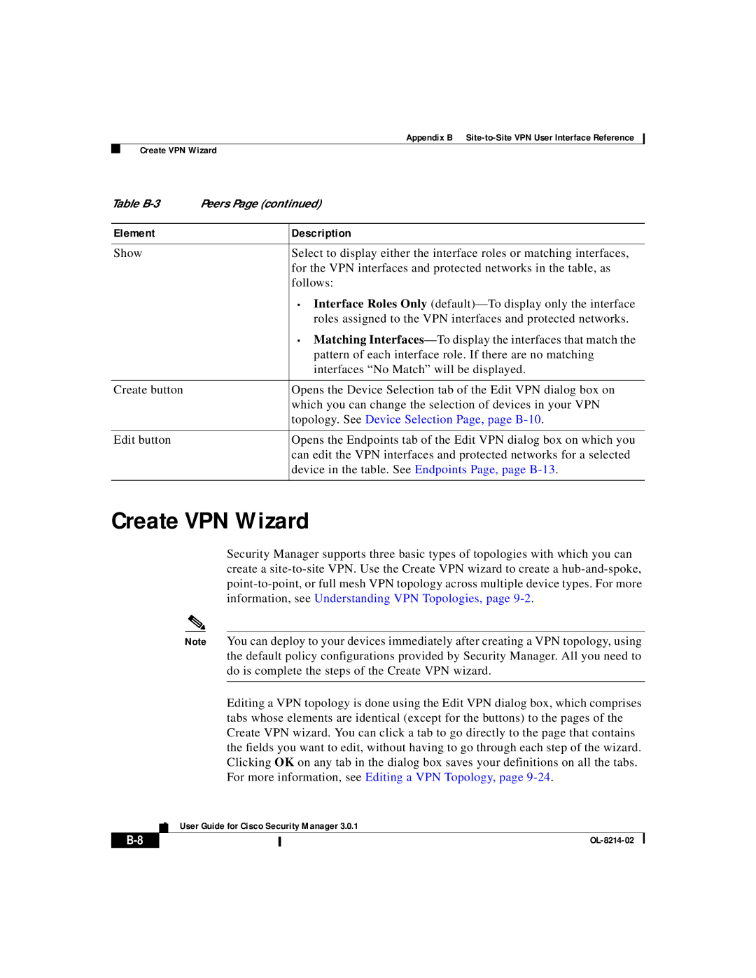 3D Innovations 3.0.1 appendix Create VPN Wizard, Topology. See Device Selection Page, page B-10 