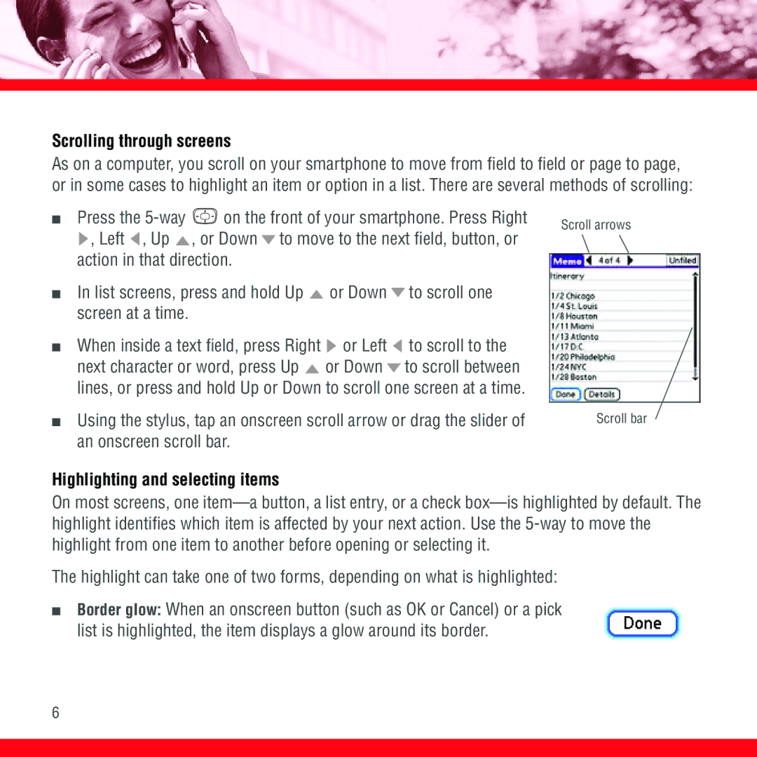 3D Innovations 700P manual Scrolling through screens, Highlighting and selecting items 