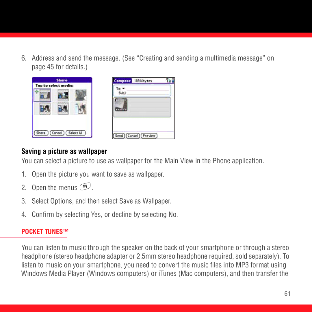 3D Innovations 700P manual Saving a picture as wallpaper, Pocket Tunes 