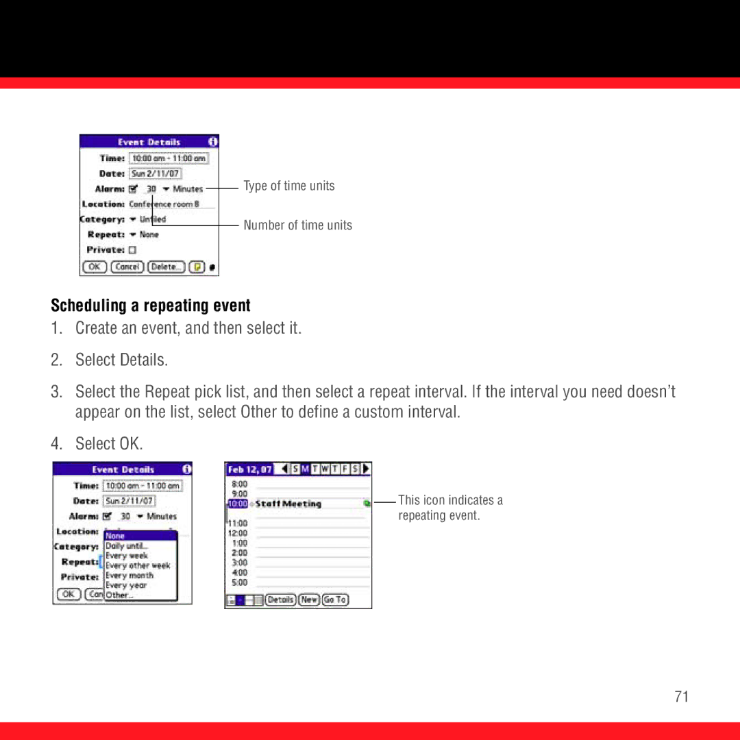 3D Innovations 700P manual Scheduling a repeating event 