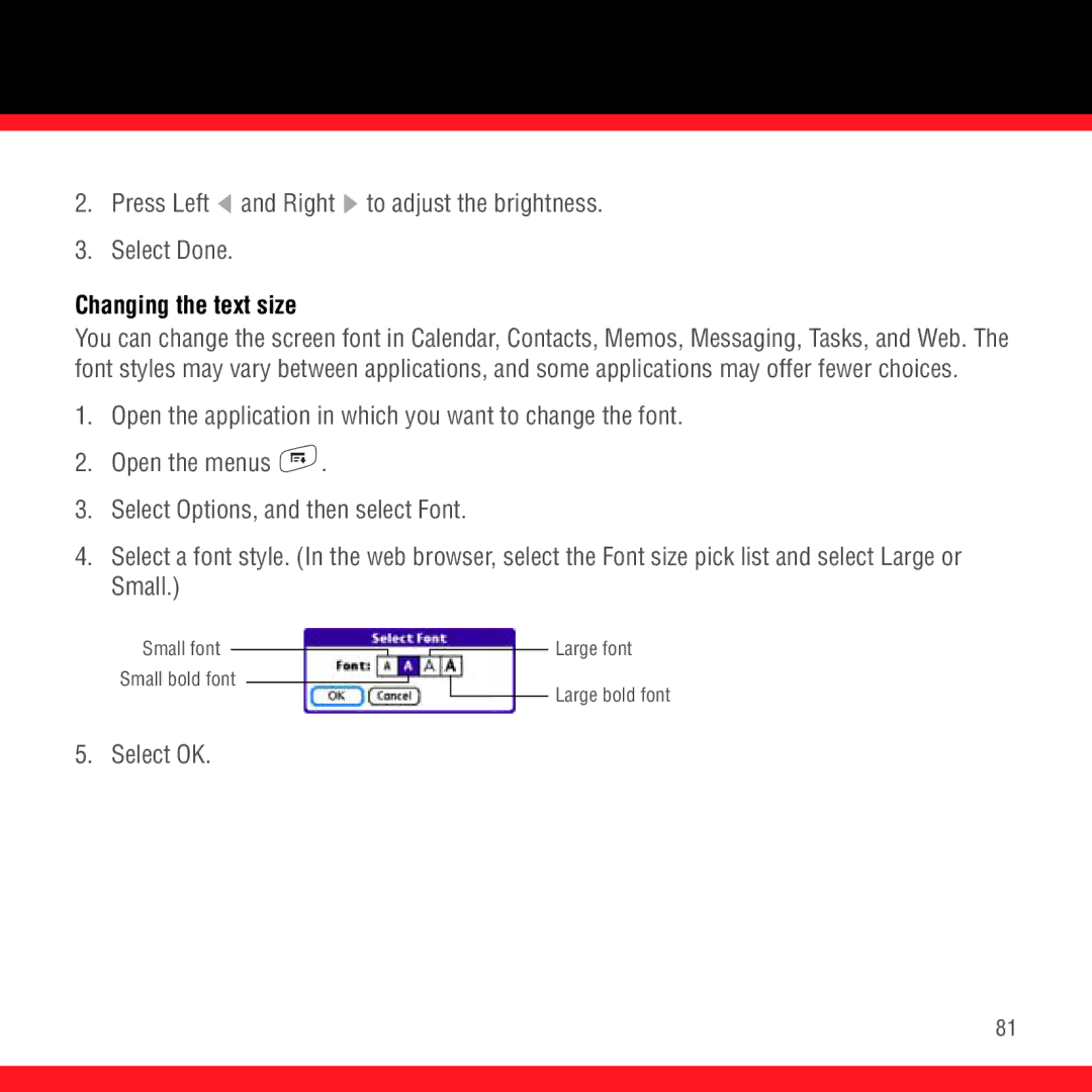 3D Innovations 700P manual Press Left and Right to adjust the brightness Select Done, Changing the text size 