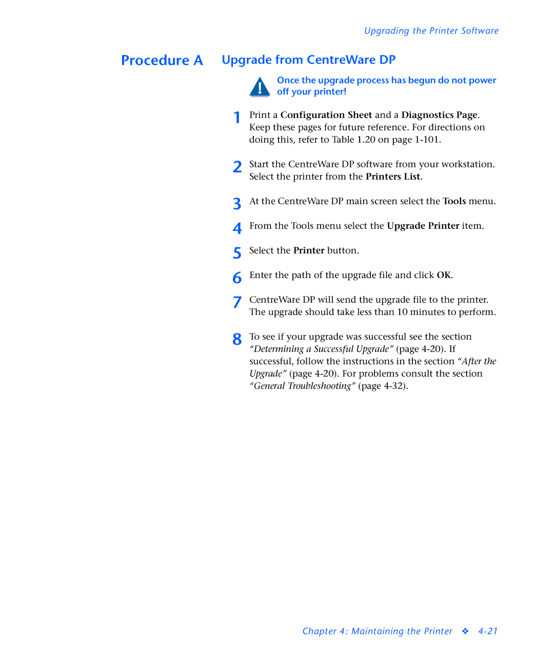 3D Innovations NC60 manual Procedure a Upgrade from CentreWare DP 