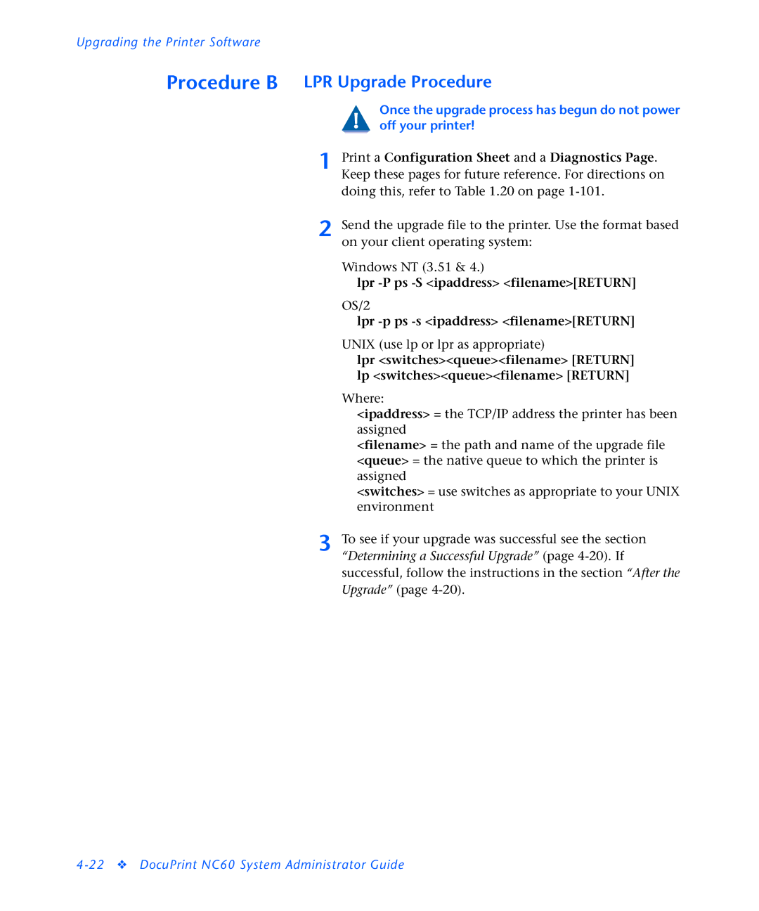 3D Innovations NC60 manual Procedure B, LPR Upgrade Procedure 