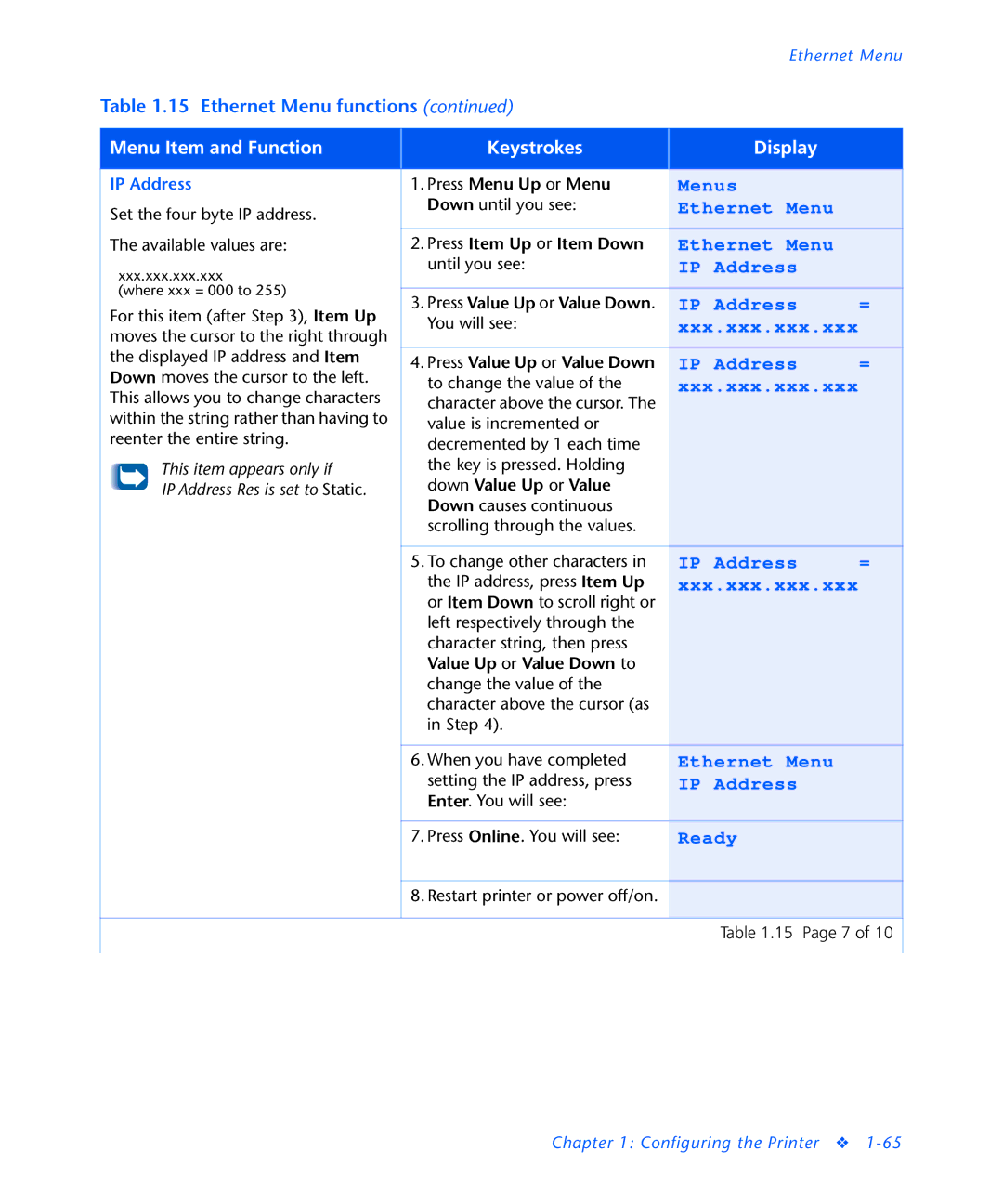 3D Innovations NC60 manual IP Address 