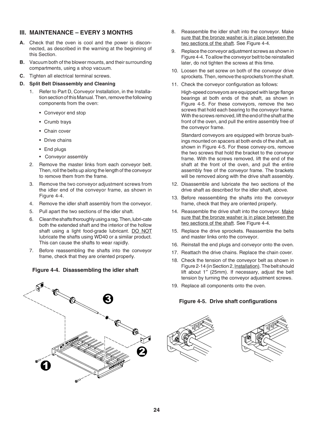 3G Green Green Globe PS840E installation manual III. Maintenance Every 3 Months, Split Belt Disassembly and Cleaning 