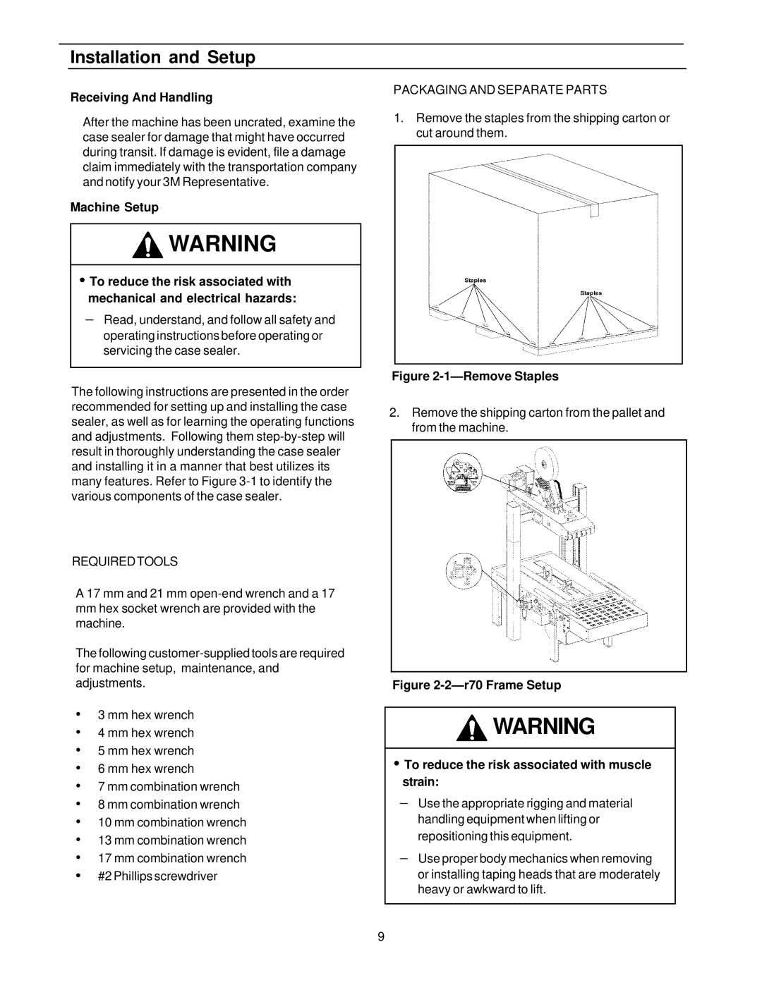 3M MN55144-1000, 10700 manual Installation and Setup, Receiving And Handling 