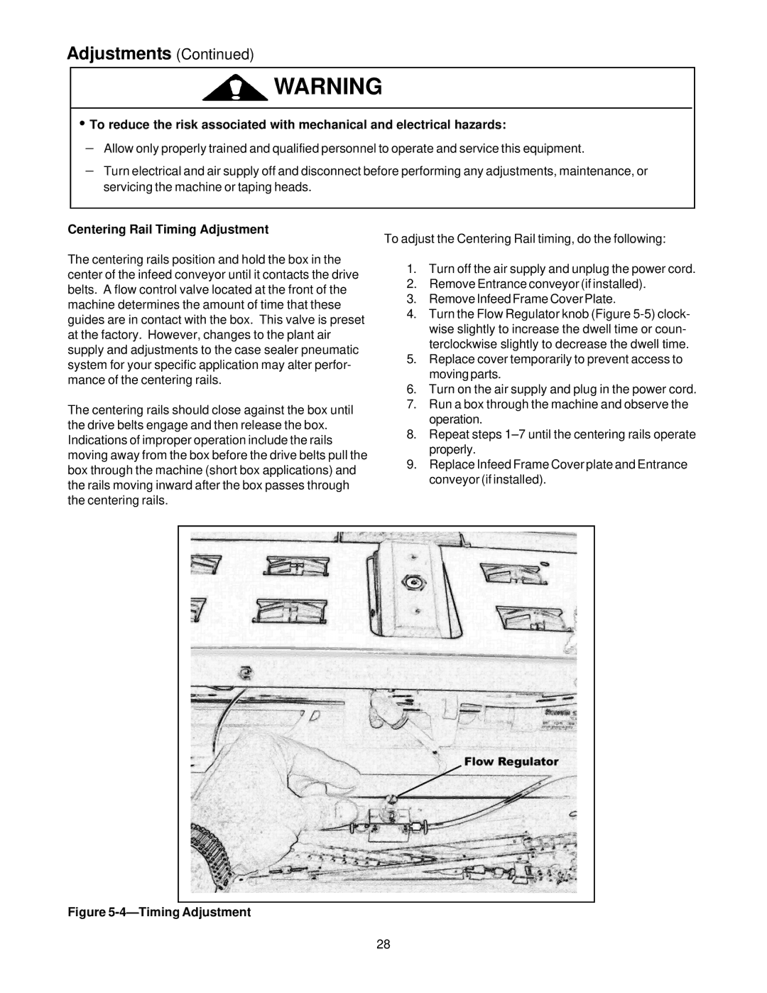 3M 10700, MN55144-1000 manual Centering Rail Timing Adjustment 