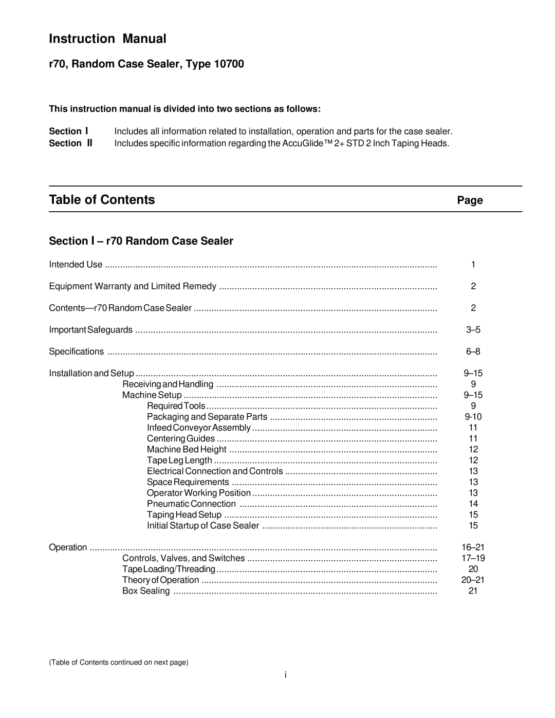 3M MN55144-1000, 10700 manual Table of Contents 