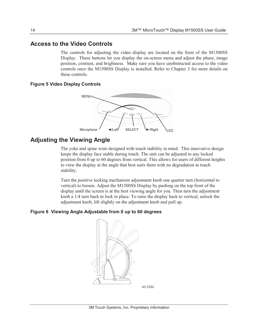 3M 11-81375-227 manual Access to the Video Controls, Adjusting the Viewing Angle 