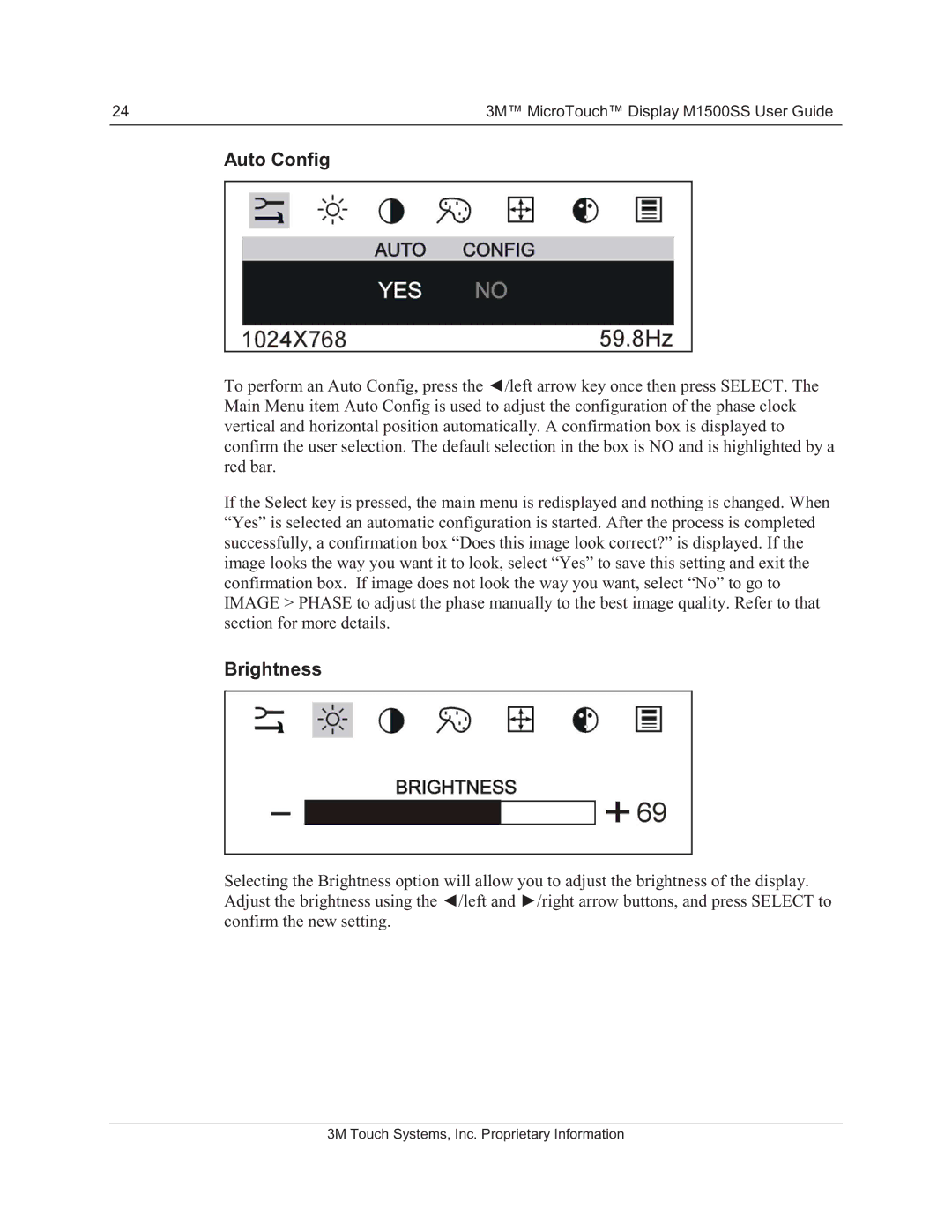 3M 11-81375-227 manual Auto Config, Brightness 