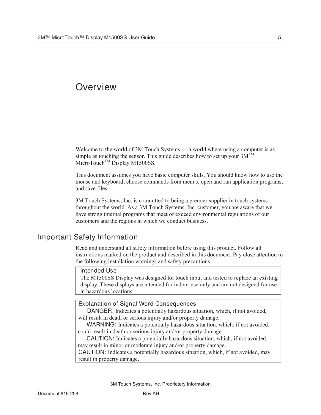 3M 11-81375-227 manual Overview, Important Safety Information, Intended Use, Explanation of Signal Word Consequences 