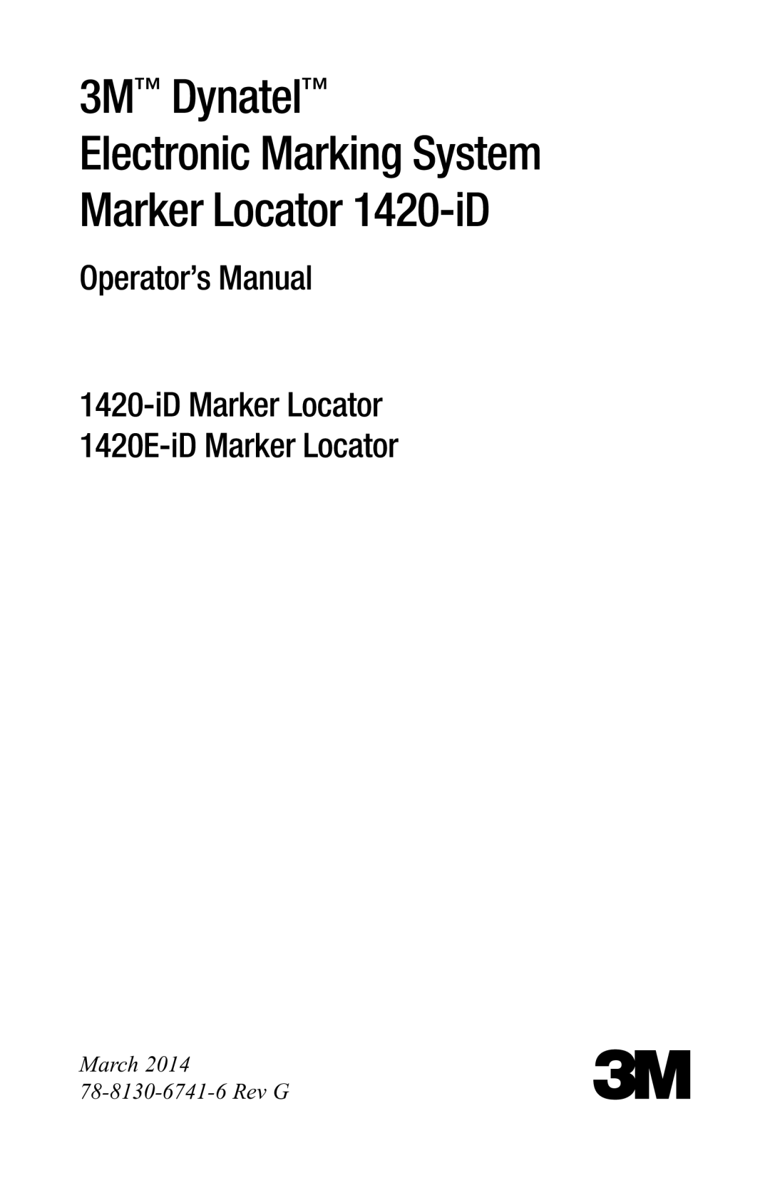 3M 1420E-iD manual 3M Dynatel Electronic Marking System Marker Locator 1420-iD 