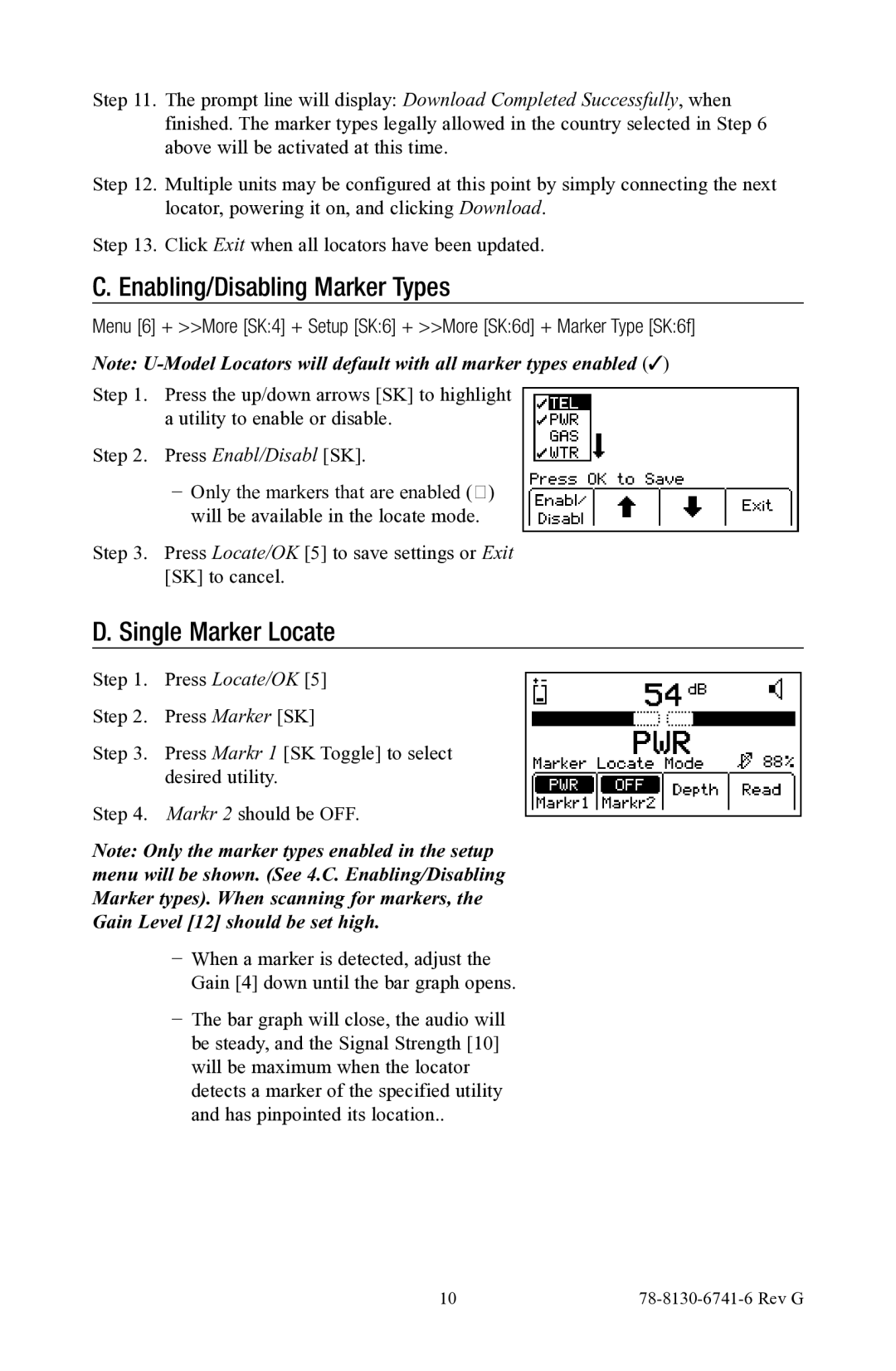 3M 1420-iD, 1420E-iD manual Enabling/Disabling Marker Types, Single Marker Locate 