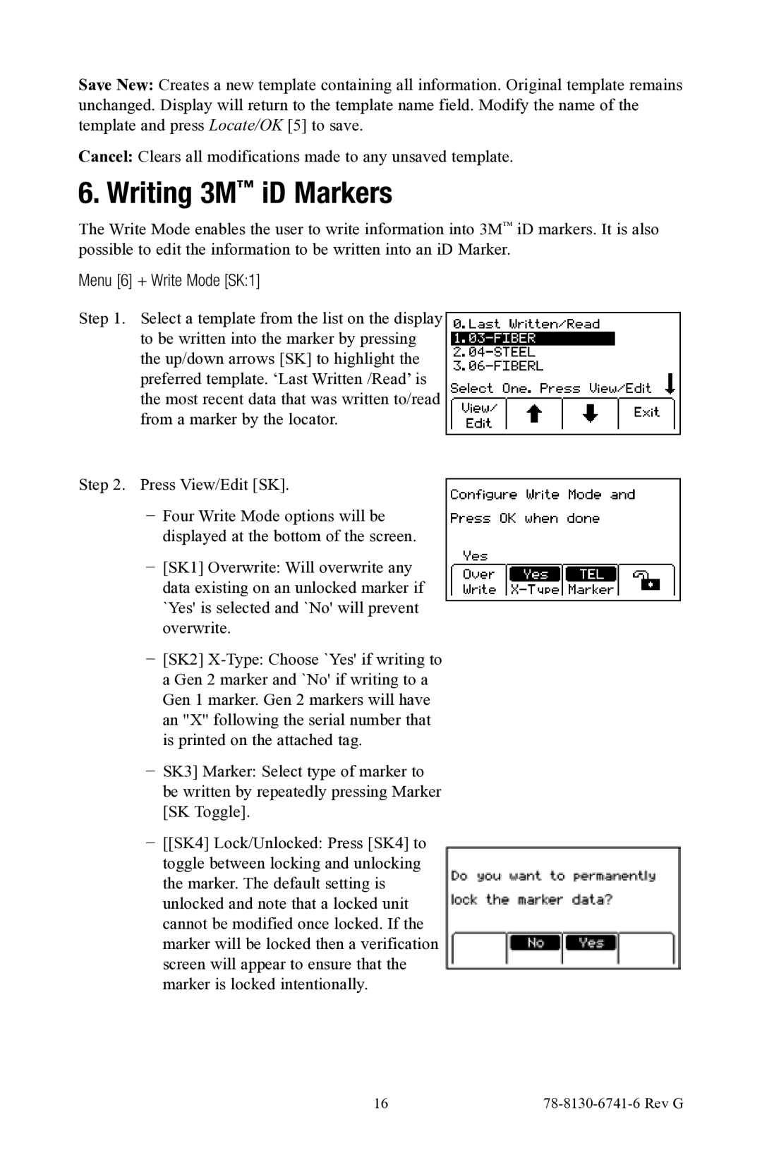 3M 1420-iD, 1420E-iD manual Writing 3M iD Markers, Menu 6 + Write Mode SK1 