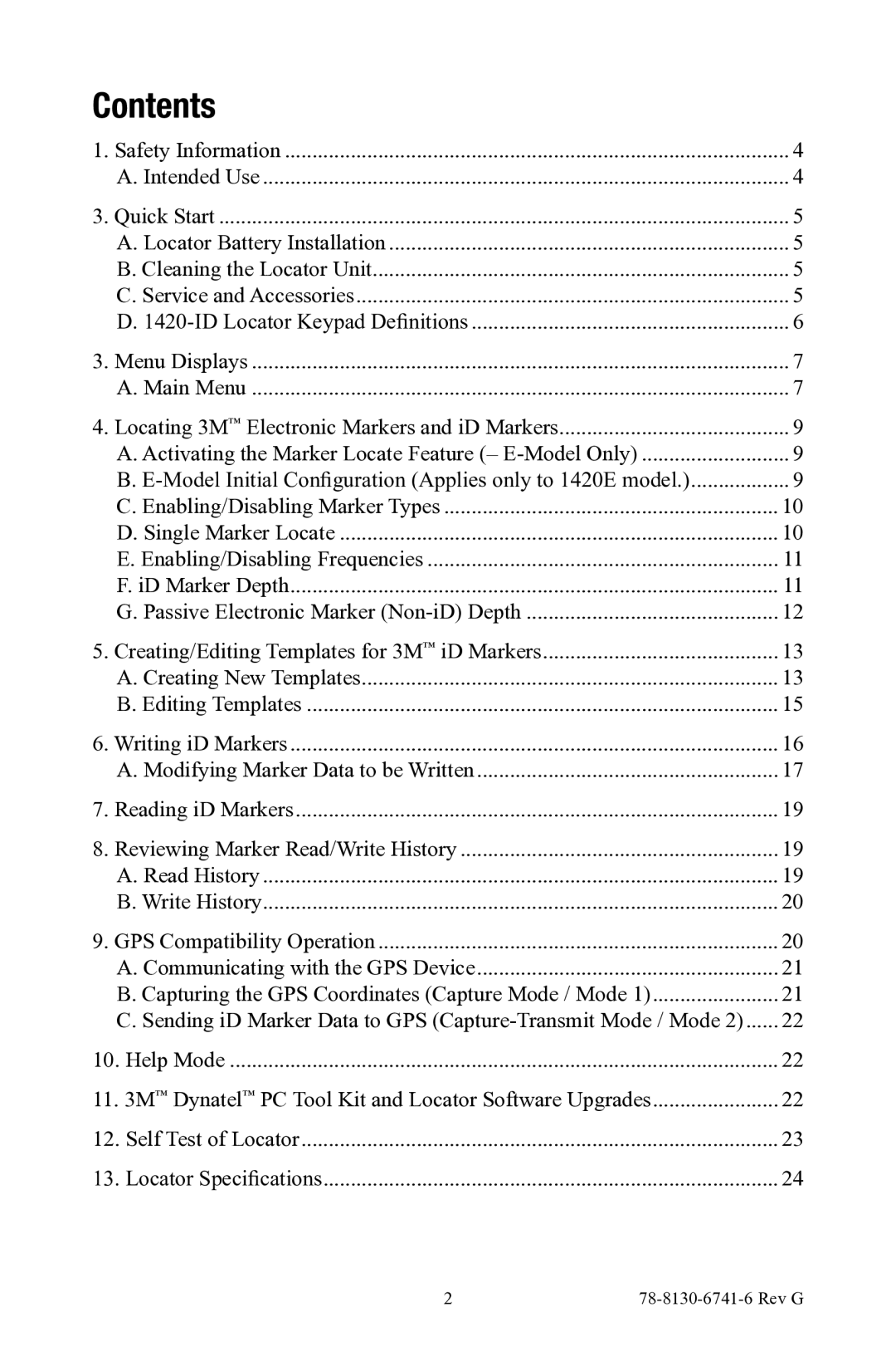 3M 1420-iD, 1420E-iD manual Contents 