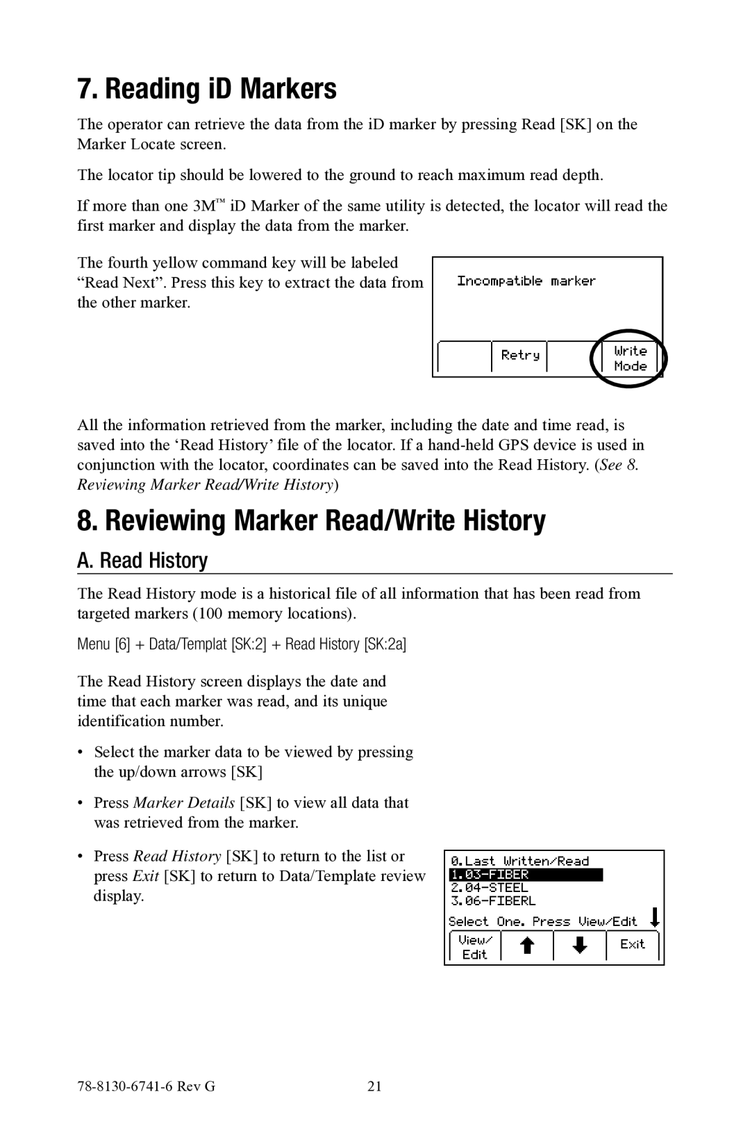 3M 1420E-iD, 1420-iD manual Reading iD Markers, Reviewing Marker Read/Write History, Read History 