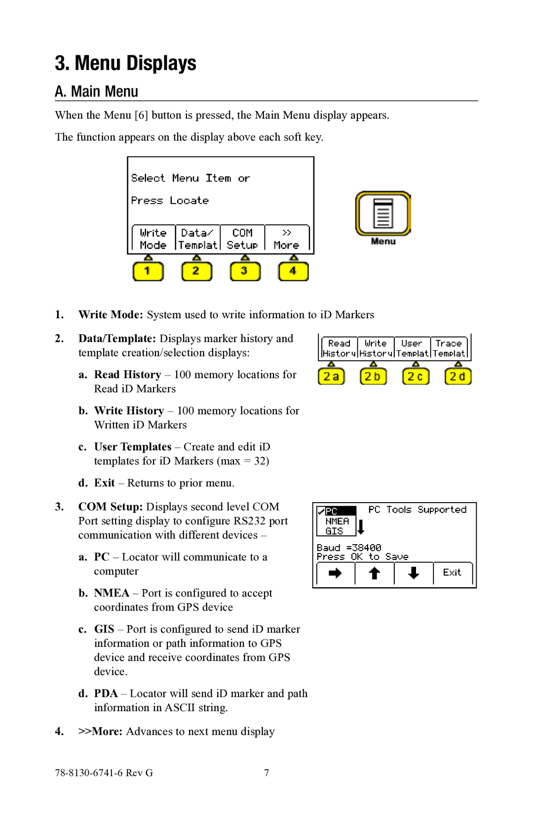 3M 1420E-iD, 1420-iD manual Menu Displays, Main Menu 