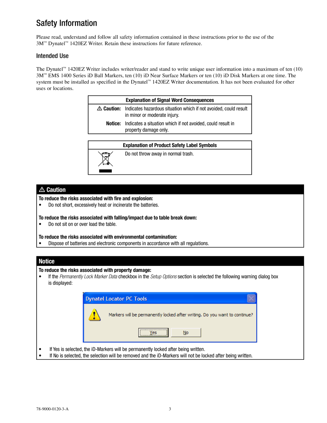 3M 1420EZ manual Safety Information, Intended Use 