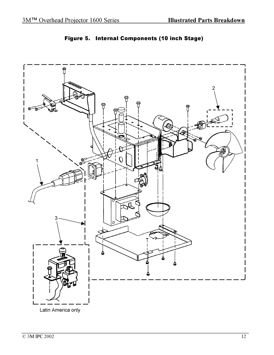 3M 1600 manual Internal Components 10 inch Stage 