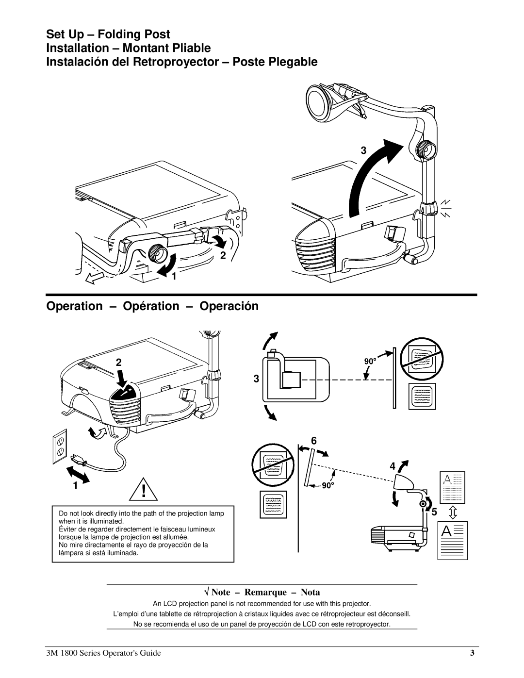 3M 1800 Series manual Set Up Folding Post Installation Montant Pliable 