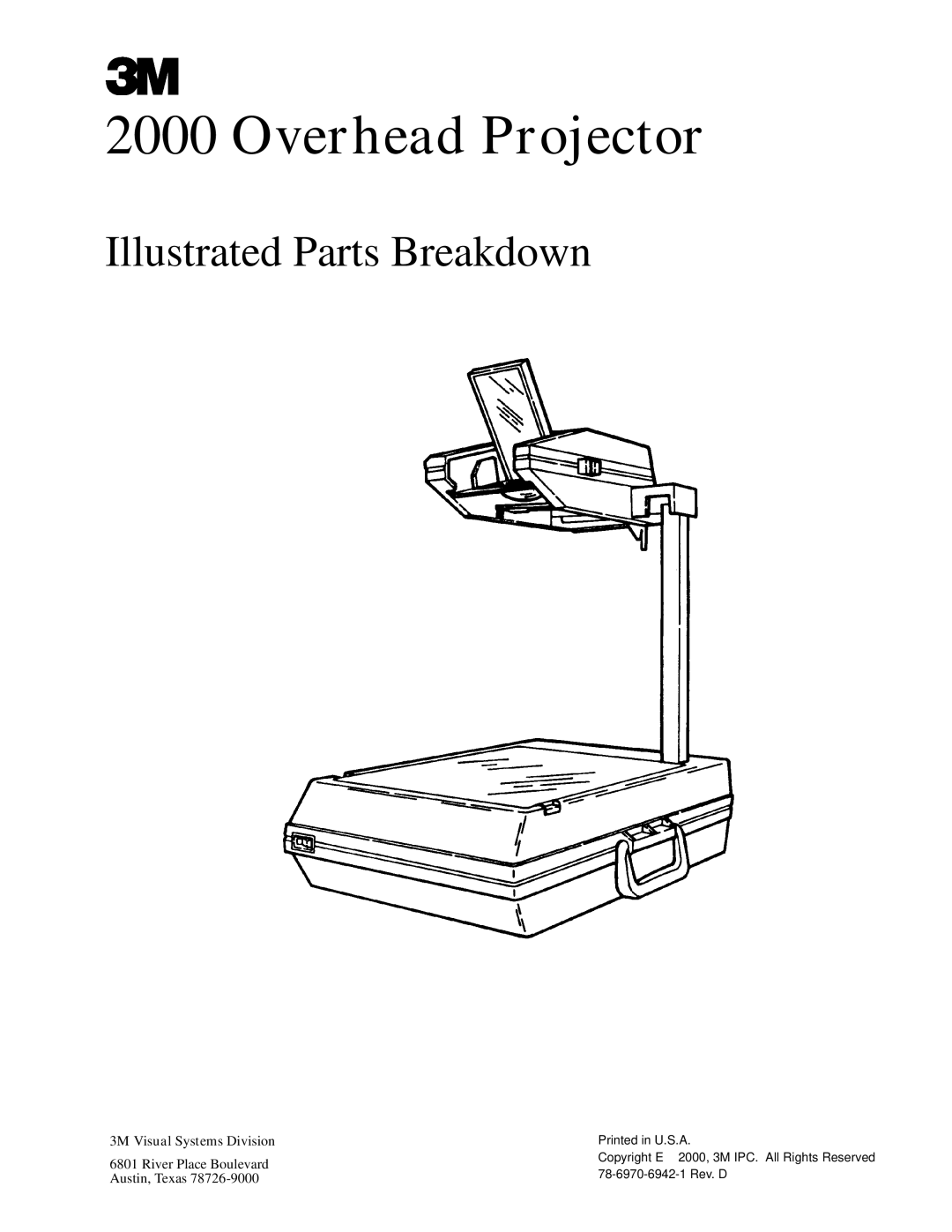 3M 2000 manual Overhead Projector 