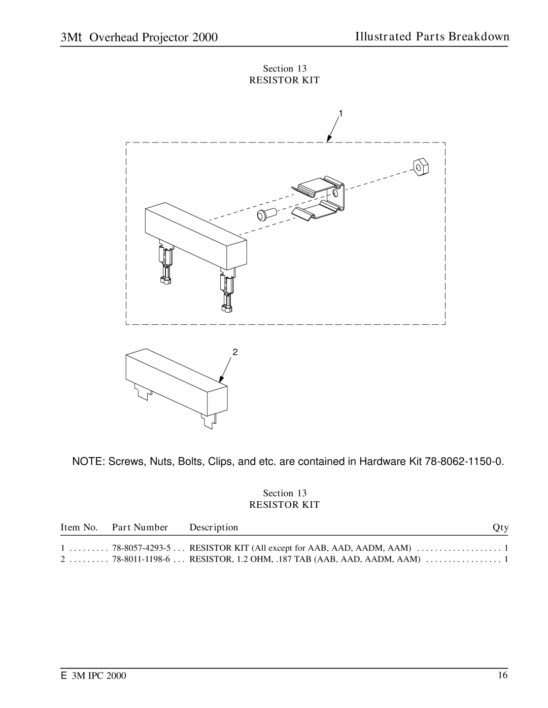 3M 2000 manual Resistor KIT 