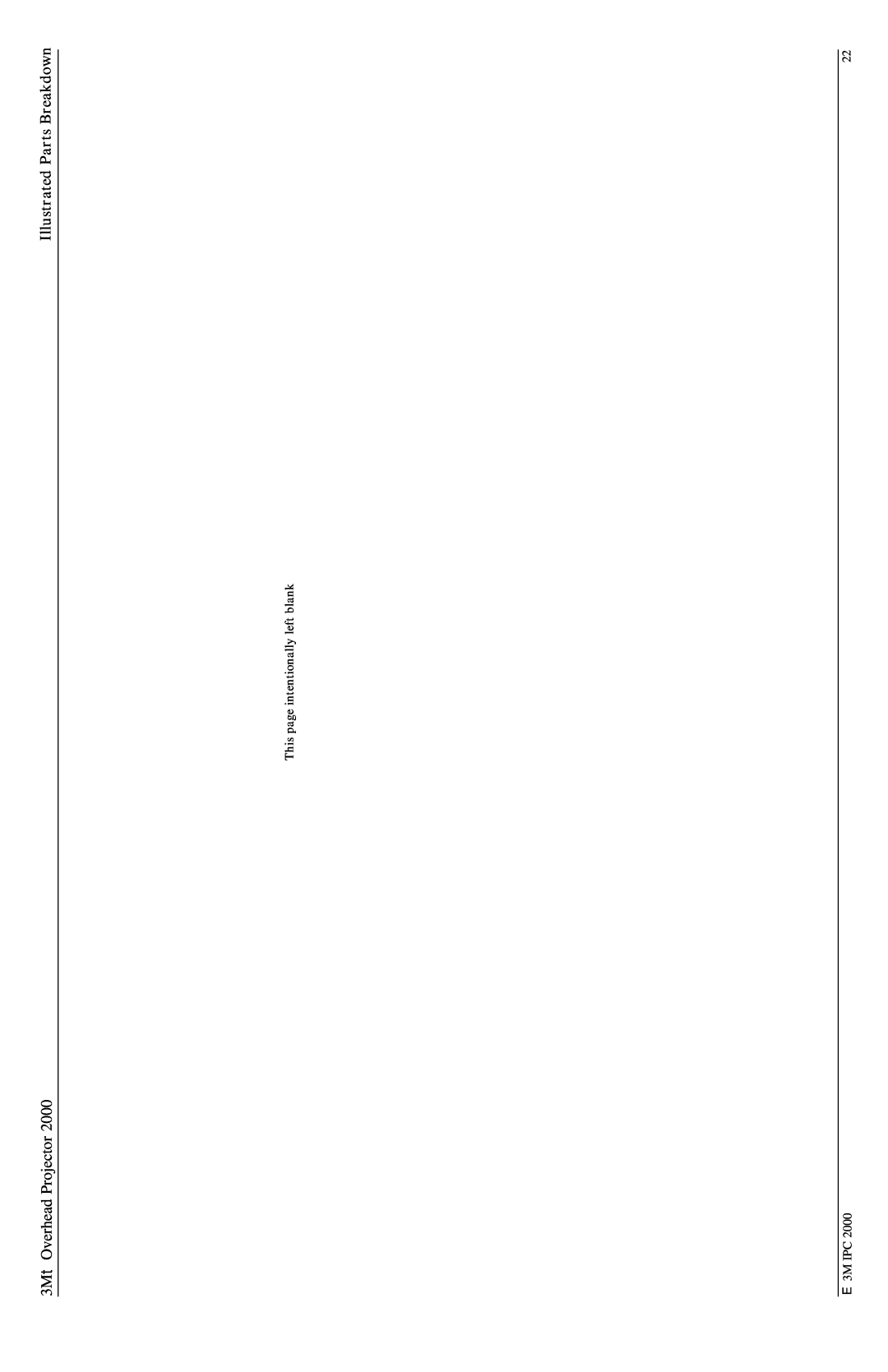 3M 2000 manual 3MtOverhead Projector, Illustrated Parts Breakdown, This page intentionally left blank, E 3M IPC 