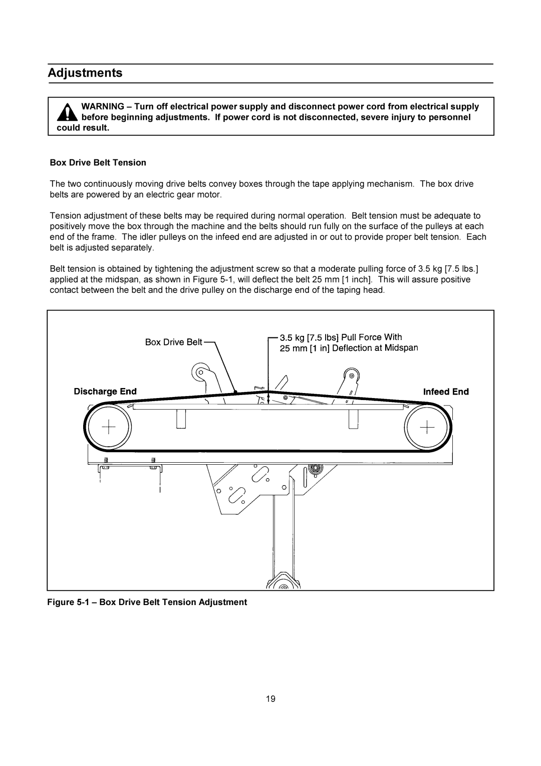 3M 200a manual Adjustments, Could result Box Drive Belt Tension 