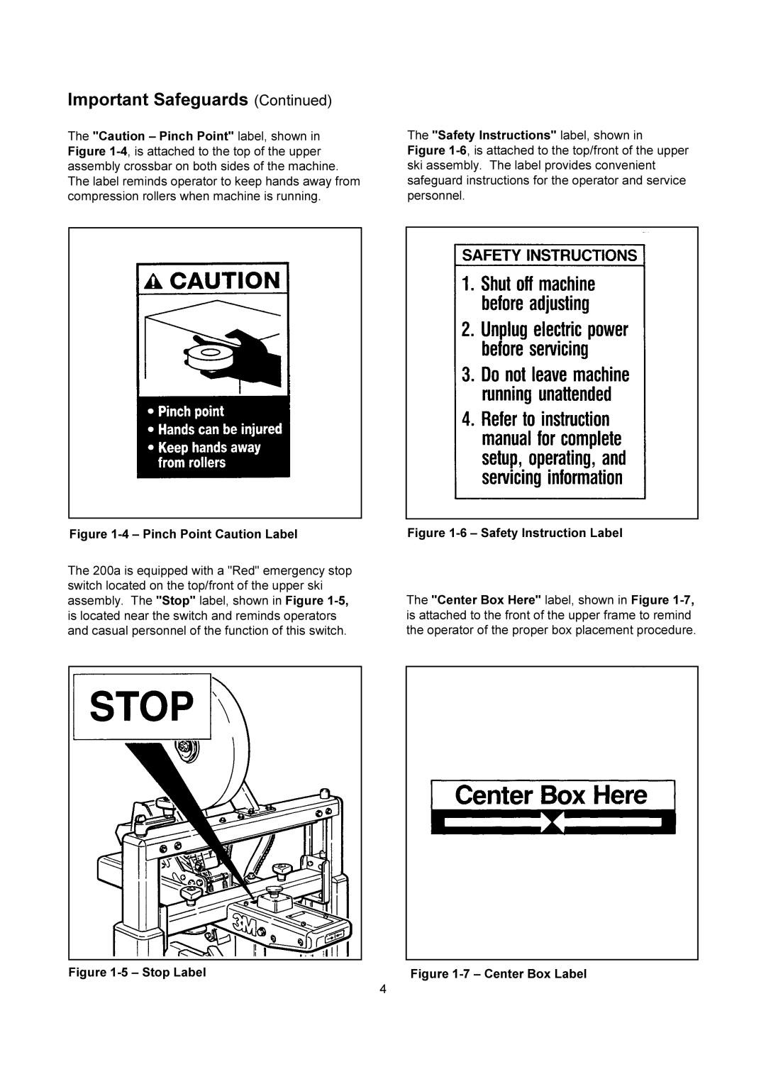 3M 200a manual Stop Label Safety Instructions label, shown 