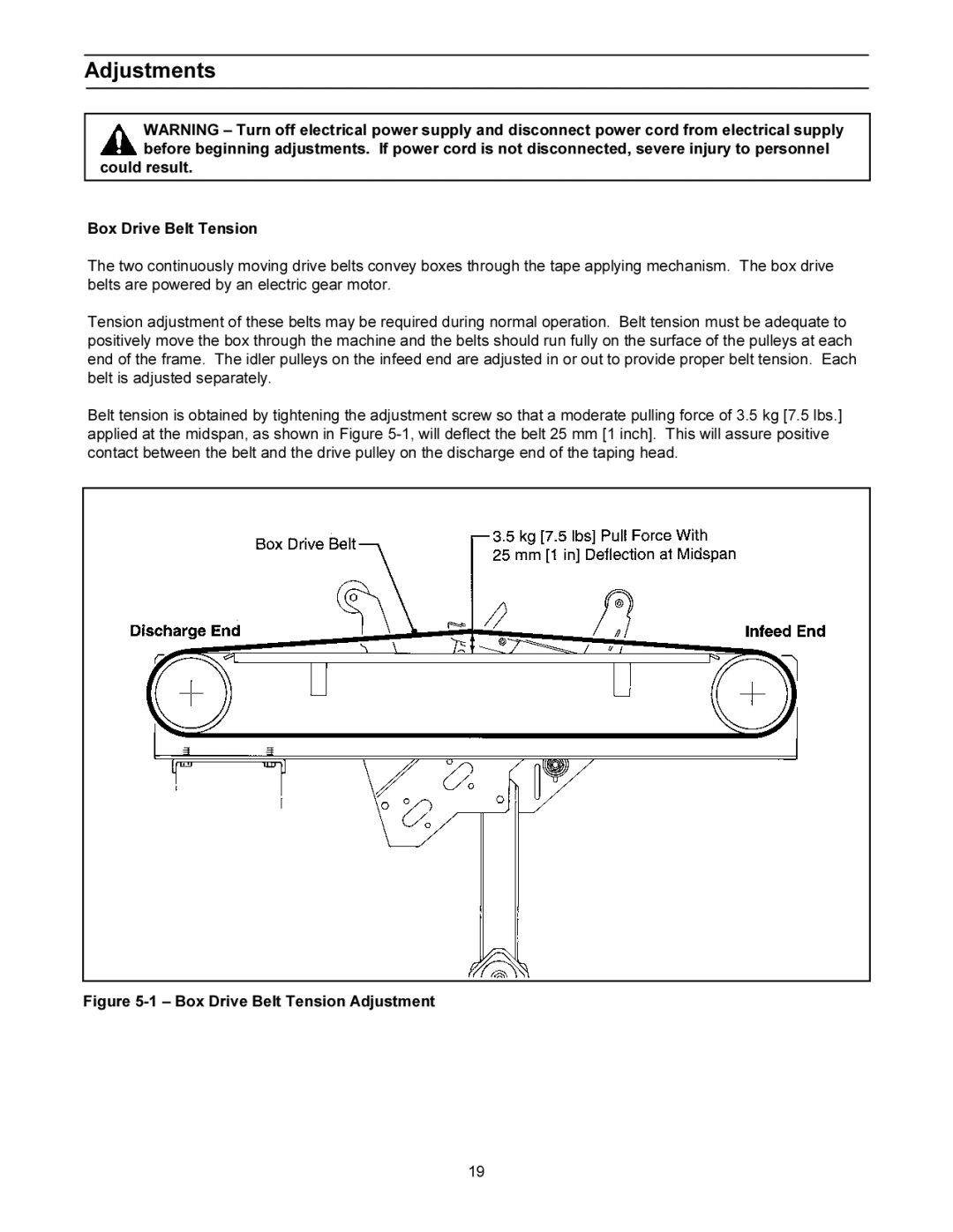 3M 200a manual Adjustments, Could result Box Drive Belt Tension 