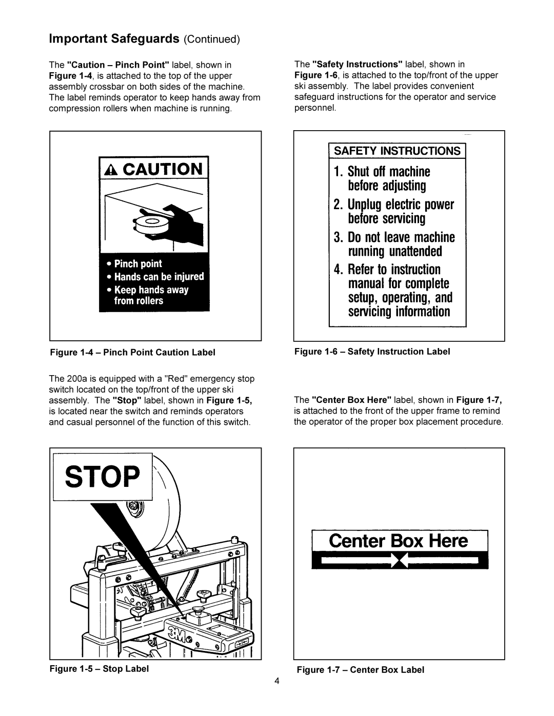 3M 200a manual Stop Label Safety Instructions label, shown 