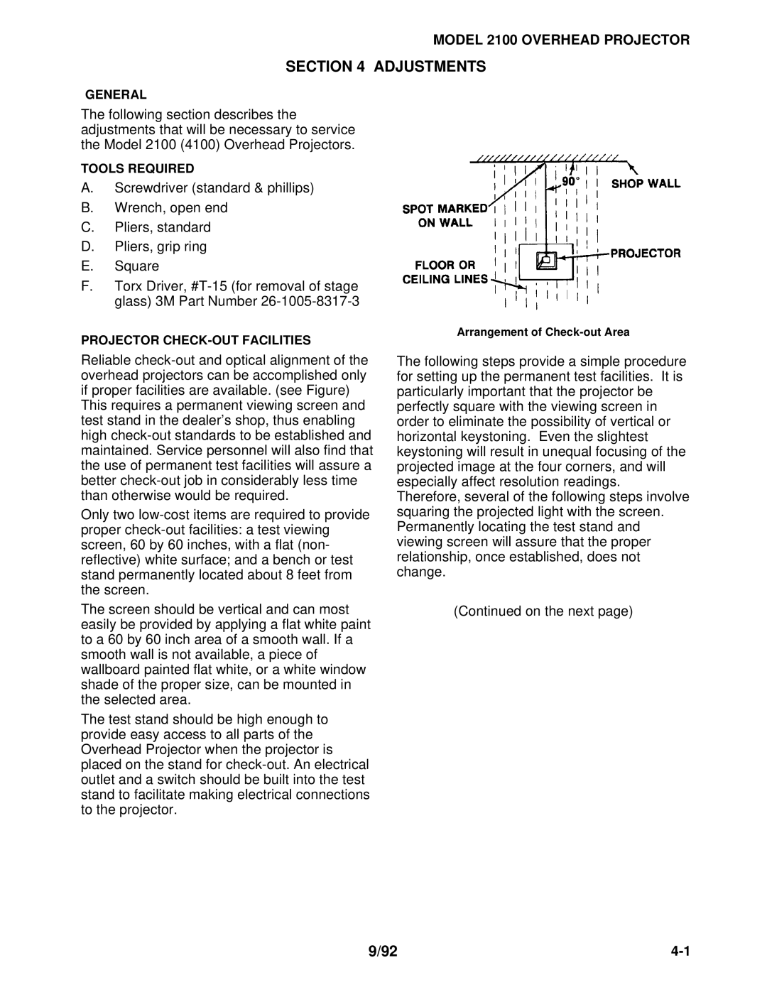 3M 2100 manual Adjustments 