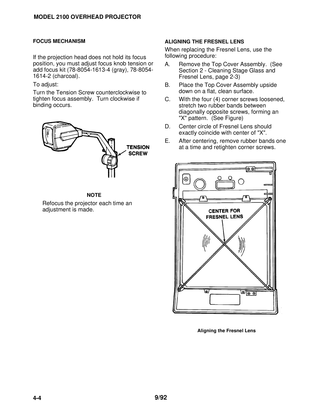 3M 2100 manual Focus Mechanism 