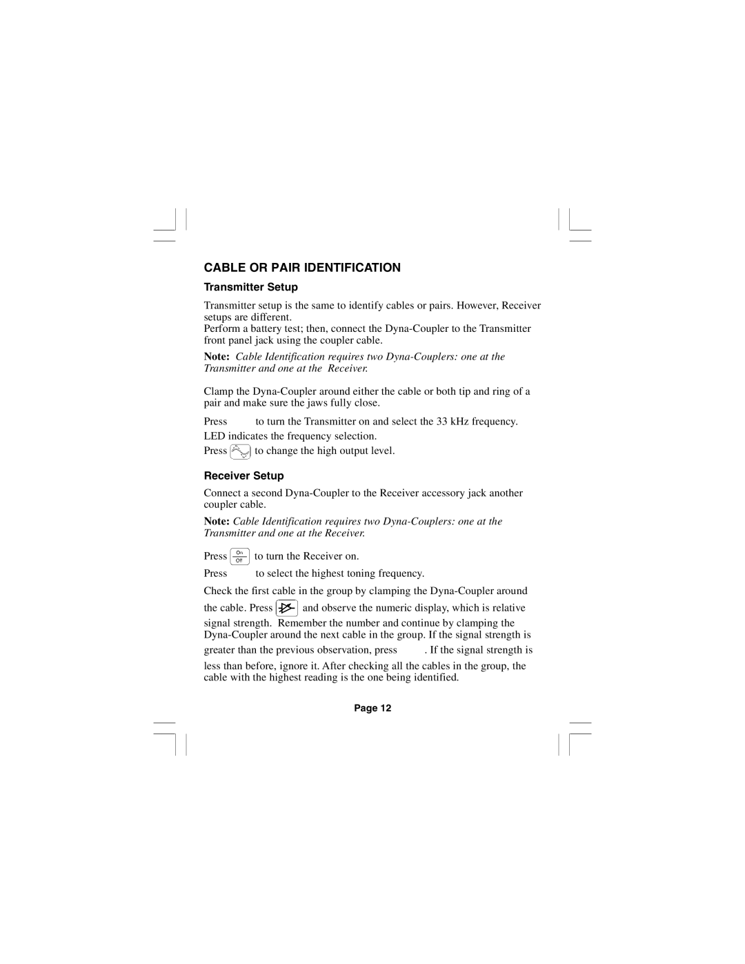 3M 2210E manual Cable or Pair Identification, Transmitter Setup 