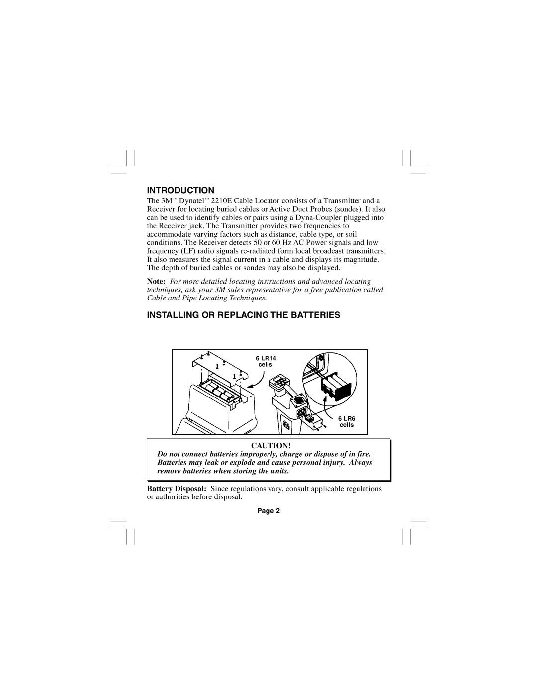 3M 2210E manual Introduction, Installing or Replacing the Batteries 