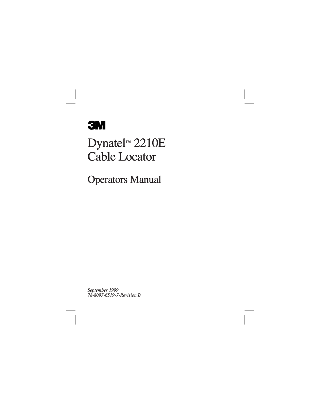 3M manual Dynatel 2210E Cable Locator, Operators Manual 