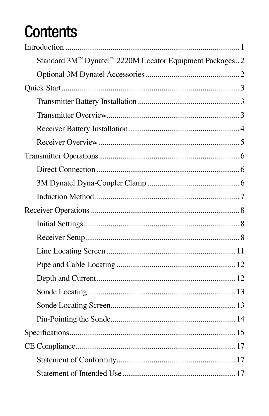 3M 2220M manual Contents 