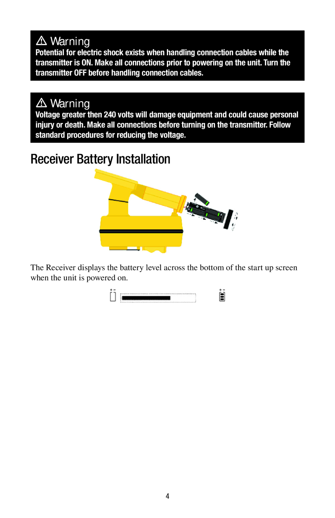 3M 2220M manual Receiver Battery Installation,  Warning 